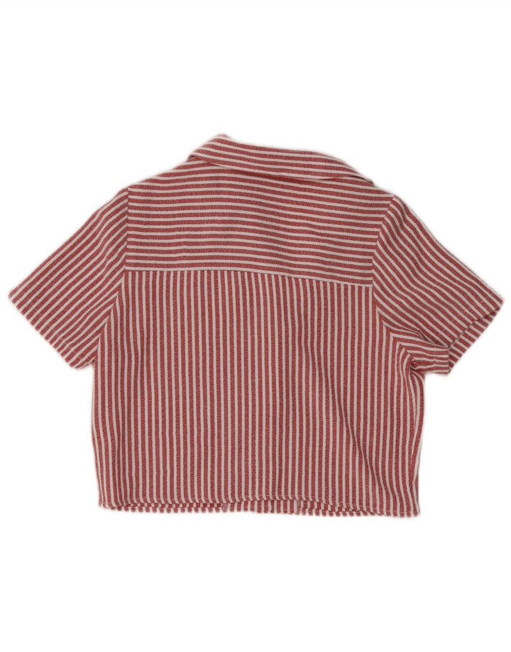 PULL & BEAR Blusa corta de manga corta para mujer UK 6 XS Rojo a rayas