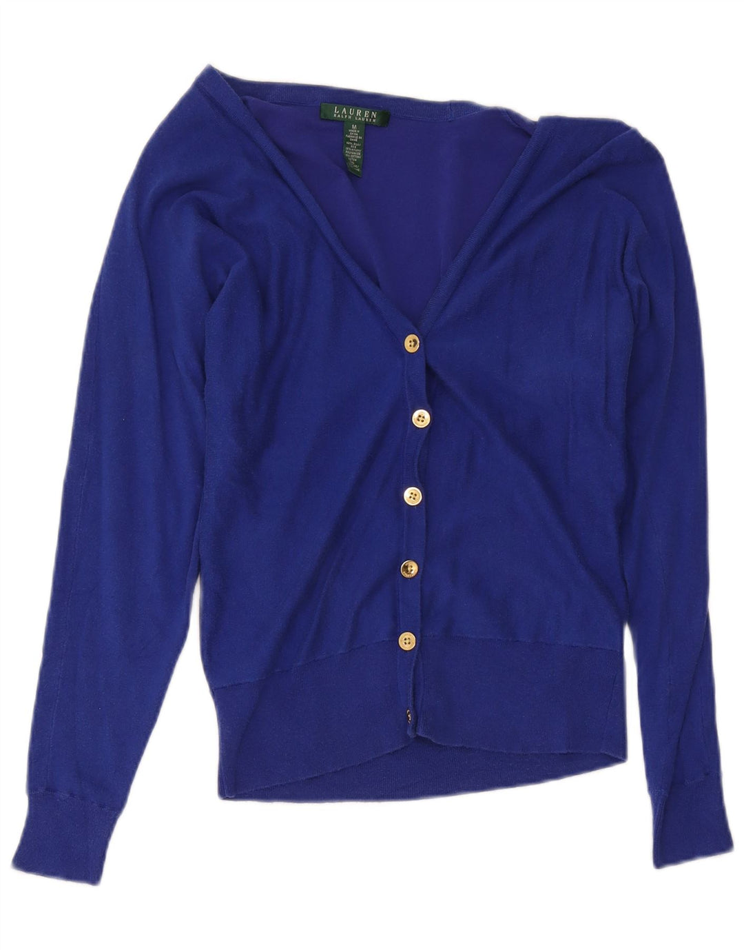 Ralph Lauren - Cárdigan para mujer, talla 12, seda azul mediana