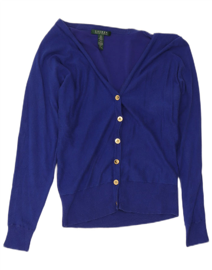 Ralph Lauren - Cárdigan para mujer, talla 12, seda azul mediana