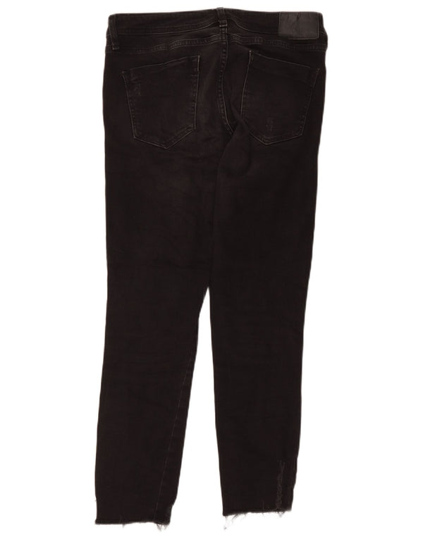 Zara Jeans ajustados desgastados para mujer EU 38 Small W28 L26 Algodón negro