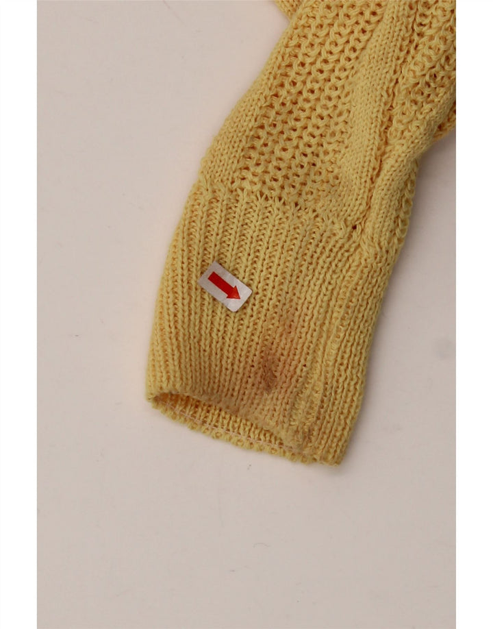 VINTAGE Mujer Barco Cuello Jersey Suéter Reino Unido 12 Acrílico Amarillo Medio