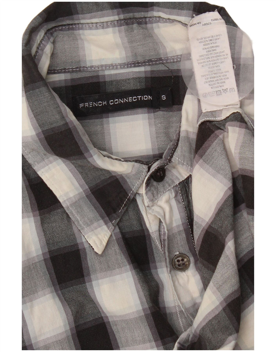 Camisa de hombre French Connection de algodón a cuadros negros pequeños