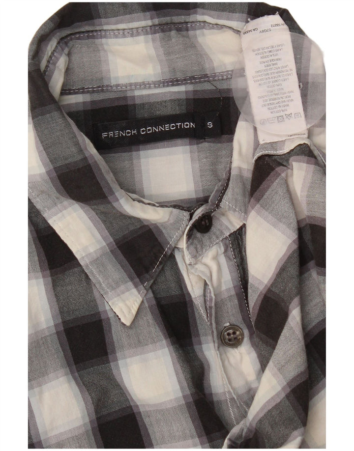 Camisa de hombre French Connection de algodón a cuadros negros pequeños