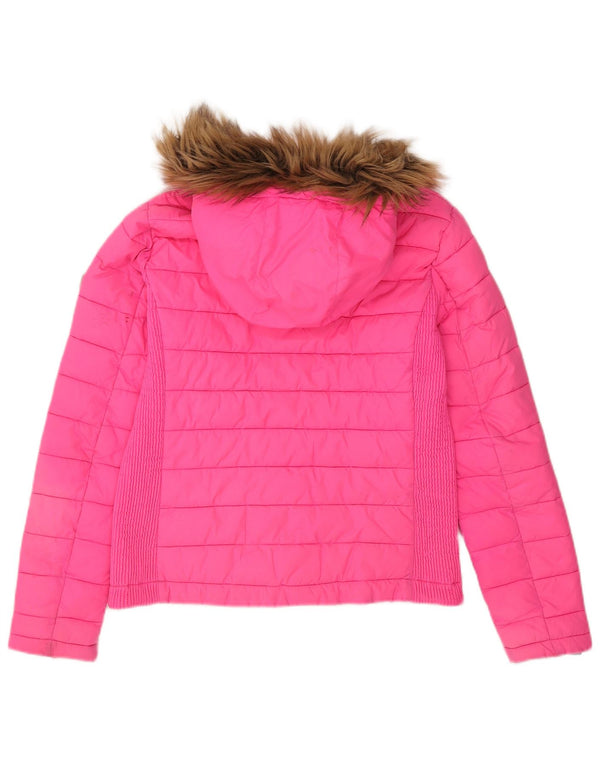 Superdry Chaqueta Acolchada Con Capucha Para Mujer UK 44 Poliéster Rosa Grande
