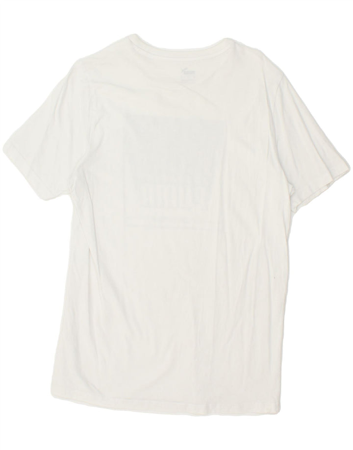 PUMA Mens Graphic T-Shirt Top Medium White Cotton Vintage Puma and Second-Hand Puma from Messina Hembry 