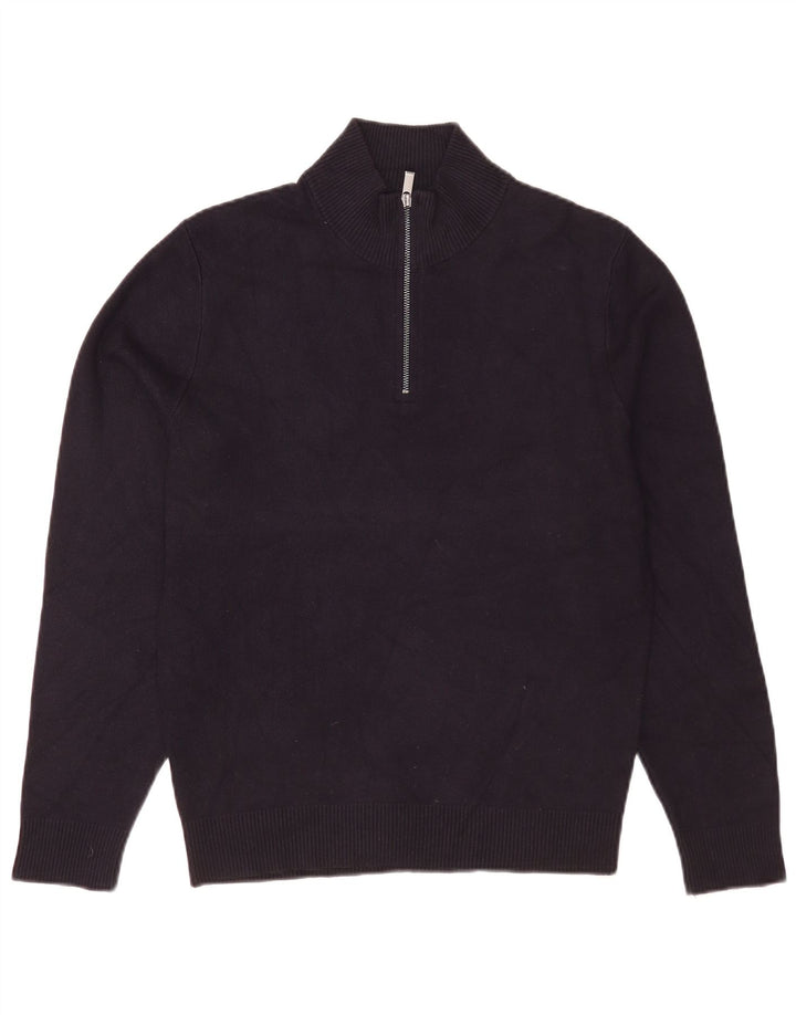 Massimo Dutti Hombre Jersey Con Cremallera Y Cuello Medio Azul Marino