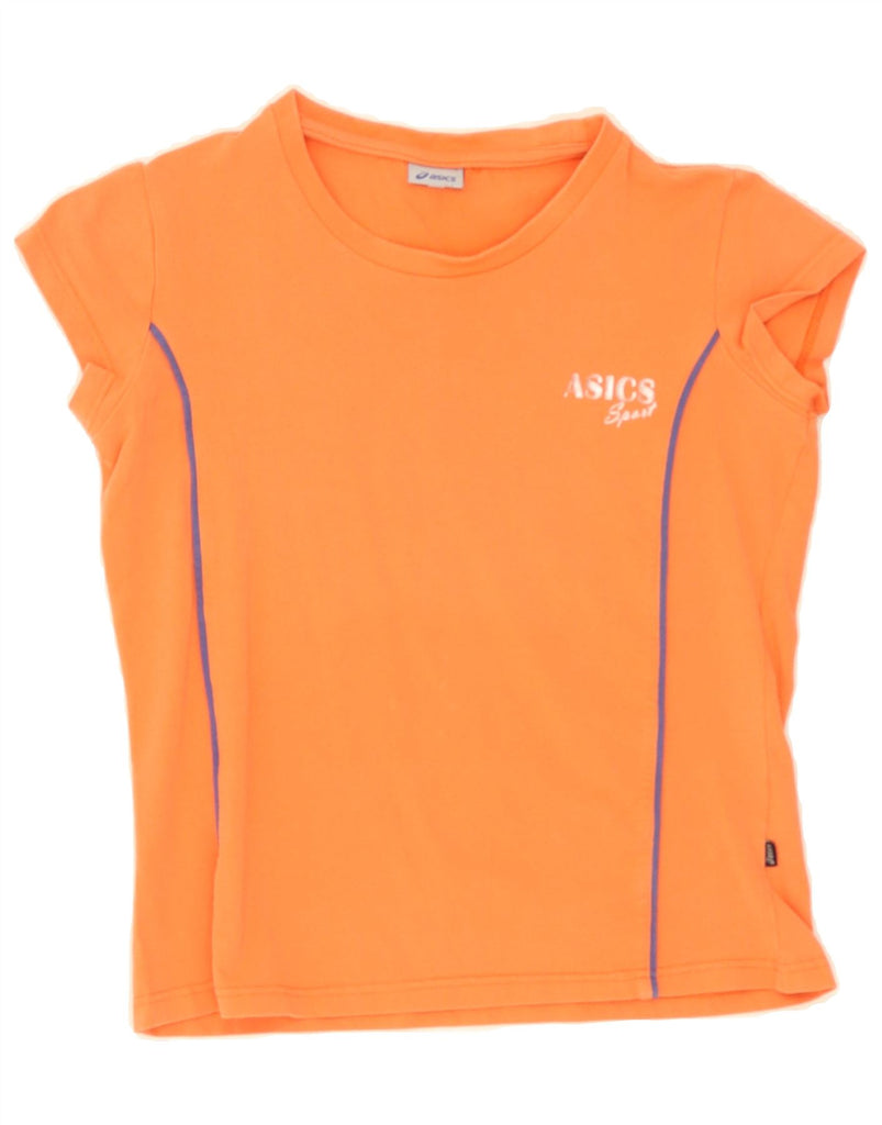 ASICS Womens Crop T-Shirt Top UK 12 Medium Orange Cotton Vintage Asics and Second-Hand Asics from Messina Hembry 