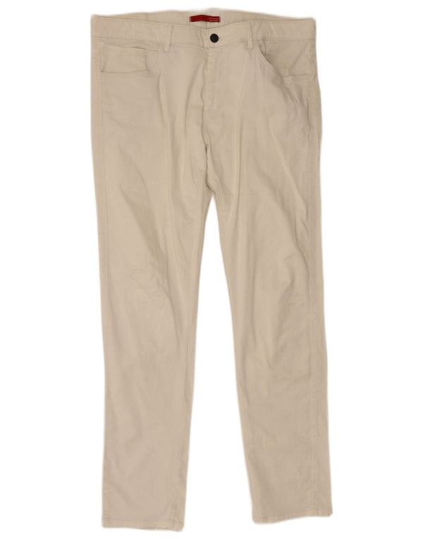 Zara Pantalón Casual Recto Hombre EU 46 XL W36 L32 Algodón Blanco