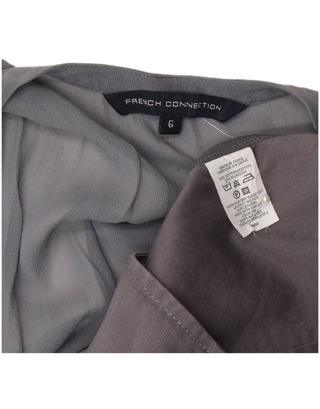 French Connection Blusa para mujer Top UK 6 XS Algodón gris