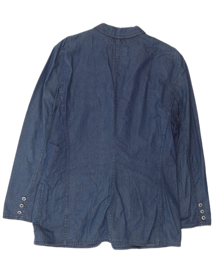 Krizia Jeans Chaqueta Blazer Vaquera De 1 Botón para Mujer IT 46 Grande Algodón Azul