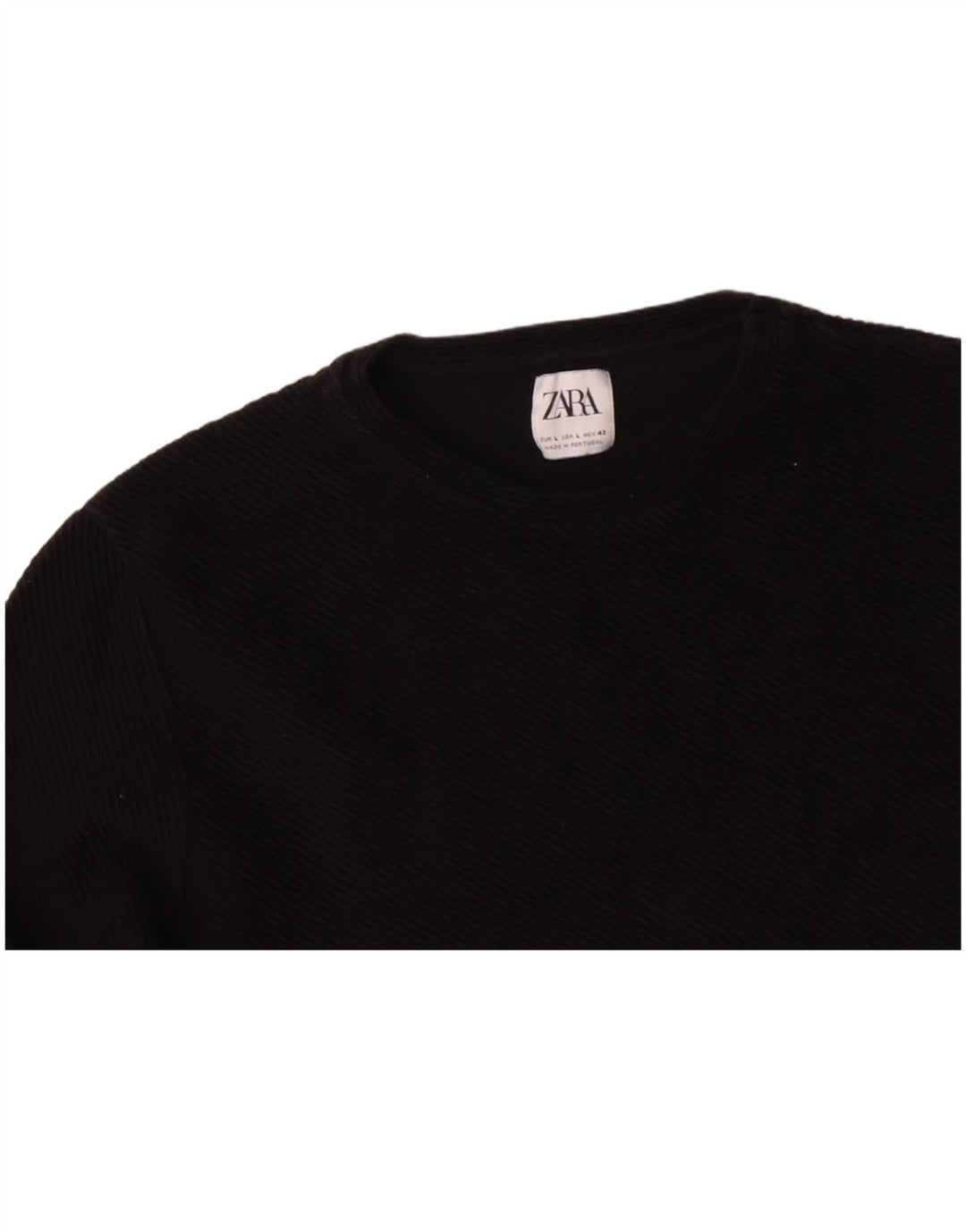ZARA Mujer Top Manga Larga UK 44 Grande Algodón Negro
