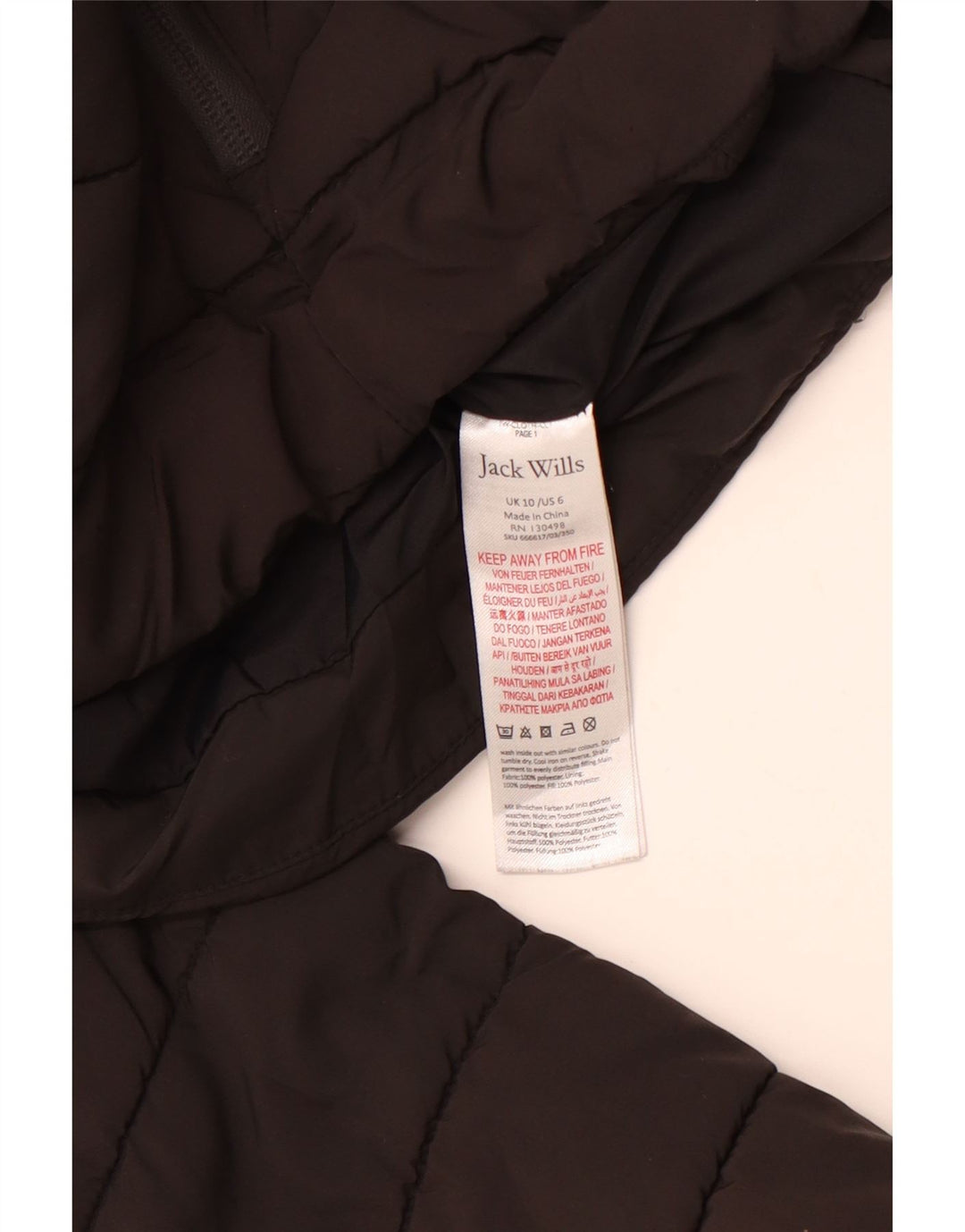 JACK WILLS Chaqueta acolchada para mujer UK 10 Small Poliéster negro