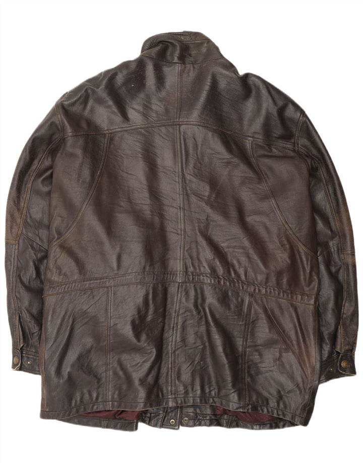 Vintage chaqueta de cuero para hombre Reino Unido 44 2XL cuero negro