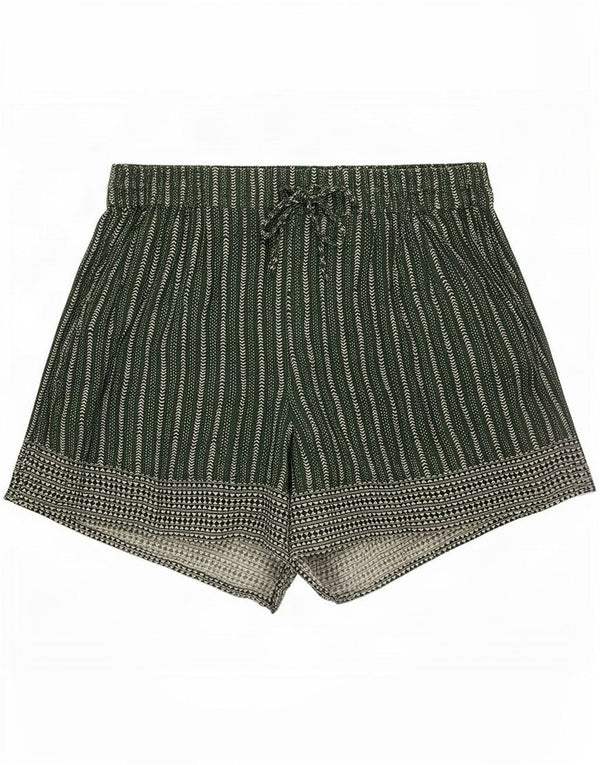 Pantalones cortos informales de cintura alta para mujer Fat Face UK 44 Medium W32 Green Pinstripe