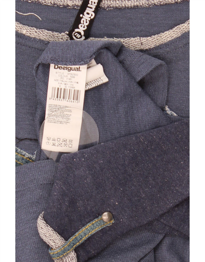 Desigual Top gráfico para mujer manga 3/4 UK 44 Medio azul marino Patchwork