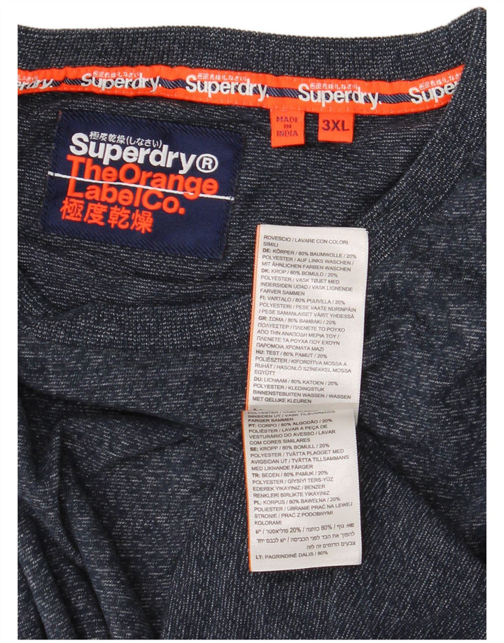 Superdry Camiseta para hombre Top 3XL Algodón moteado azul marino