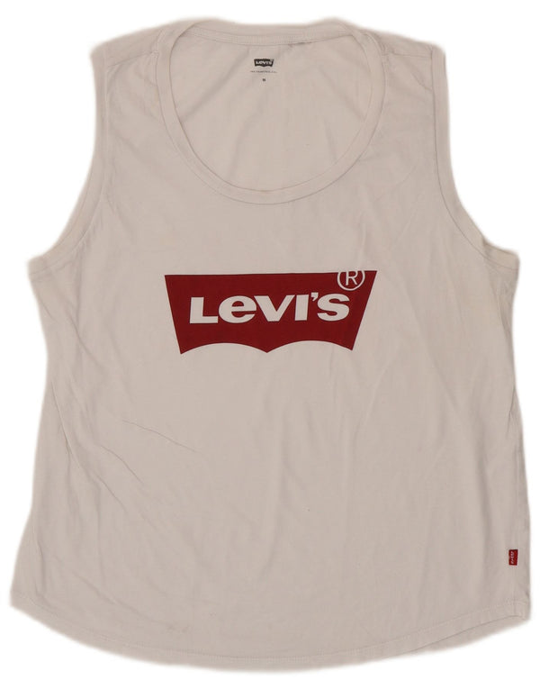 Levi's Top sin mangas gráfico para mujer UK 12 Medium White