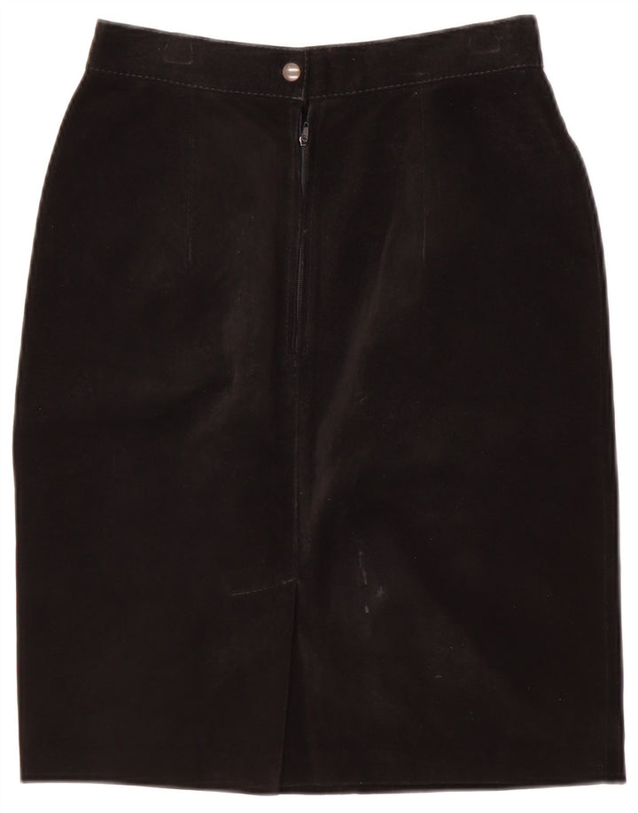 Falda de ante vintage para mujer IT 40 Pequeña W24 Negro