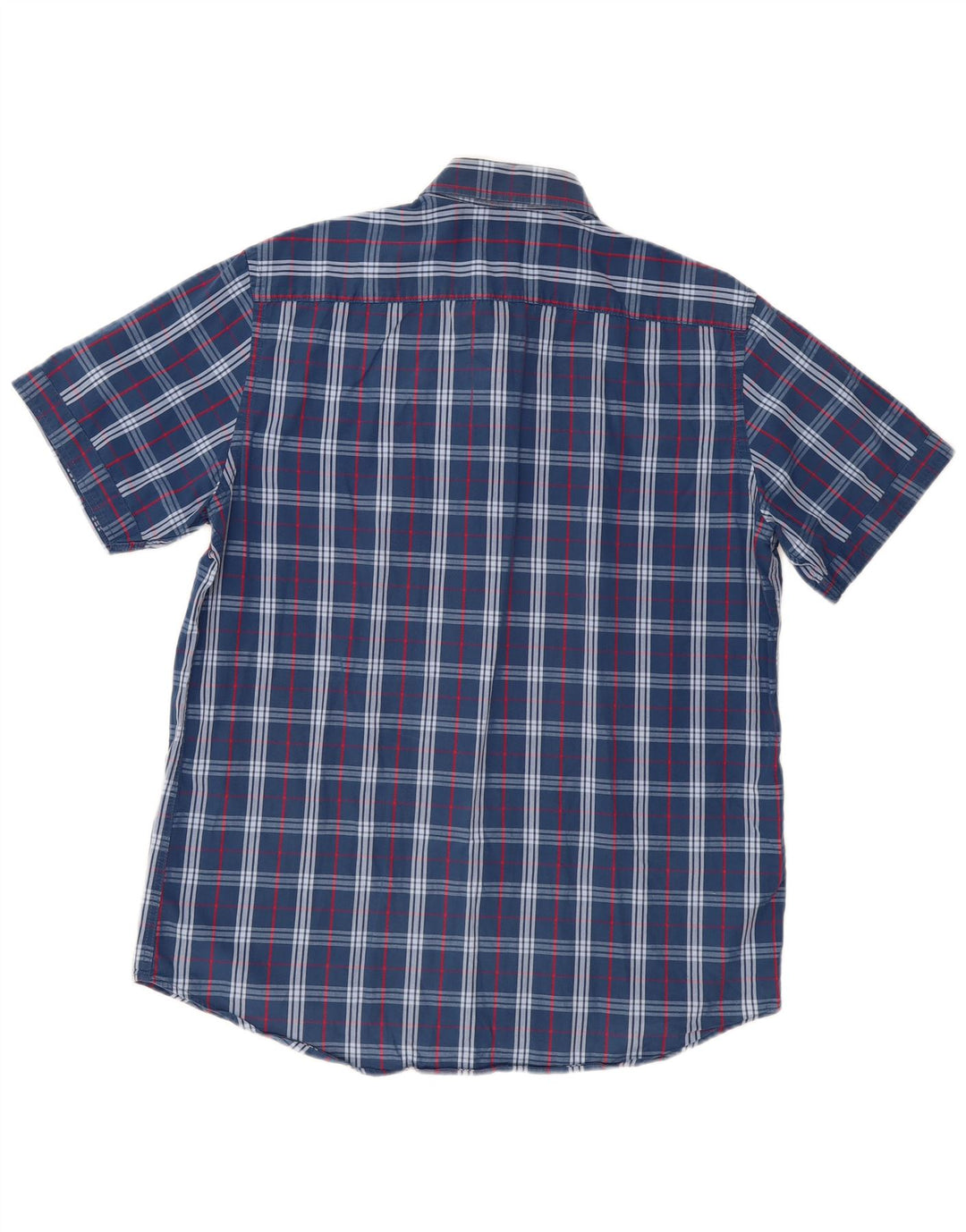 CARRERA Camisa de manga corta de ajuste regular para hombre a cuadros azules grandes