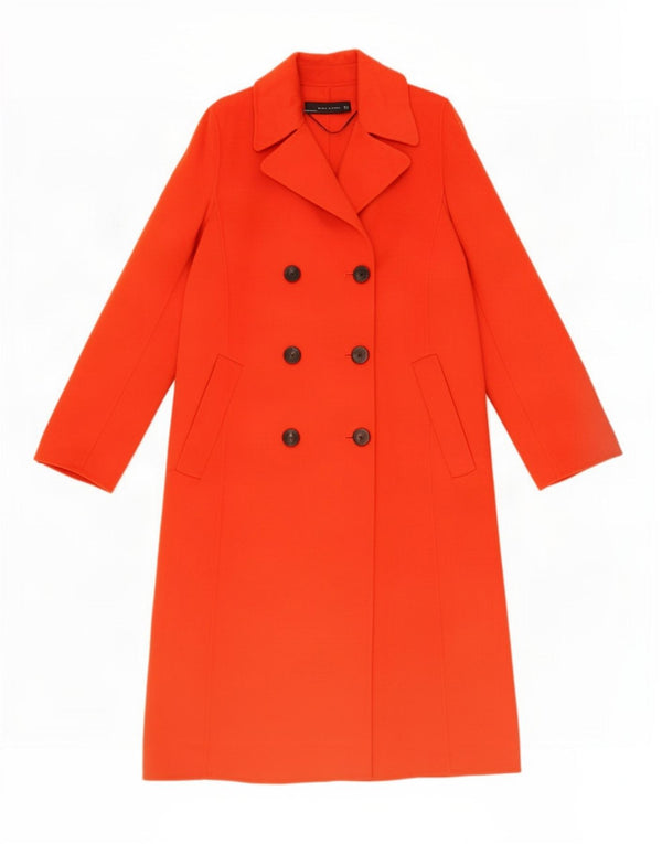 Zara Mujer Abrigo Cruzado UK 10 Small Lana Roja