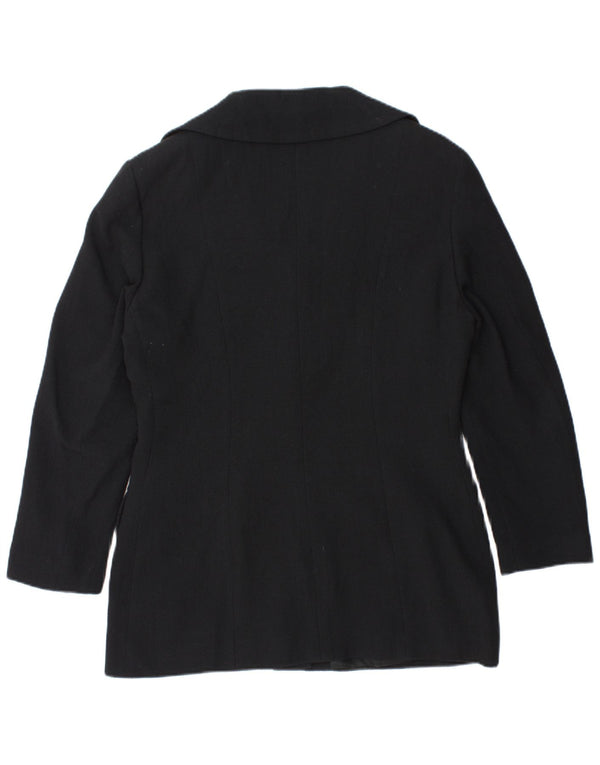 Vintage mujer 4 botones Blazer chaqueta IT 48 XL lana azul marino