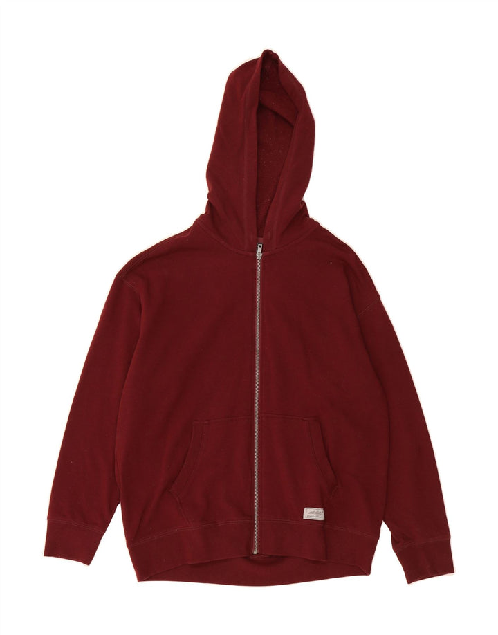 EDDIE BAUER Womens Oversized Zip Hoodie Sweater UK 14 Medium Maroon Cotton Vintage Eddie Bauer and Second-Hand Eddie Bauer from Messina Hembry 