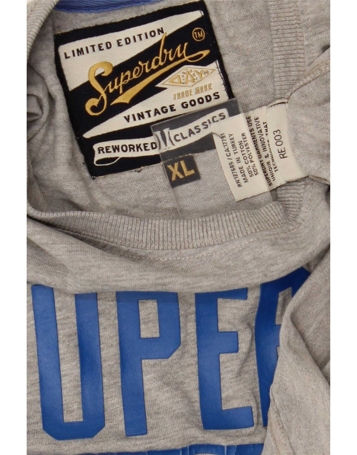 Superdry Hombre Camiseta Gráfica Top XL Algodón Gris