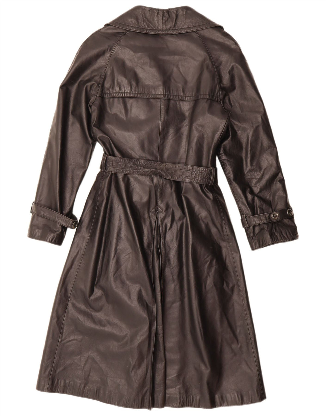 Vintage mujer doble pecho cuero abrigo IT 46 grande negro