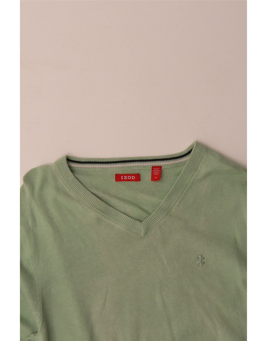 IZOD Jersey con cuello en V para hombre de algodón verde medio