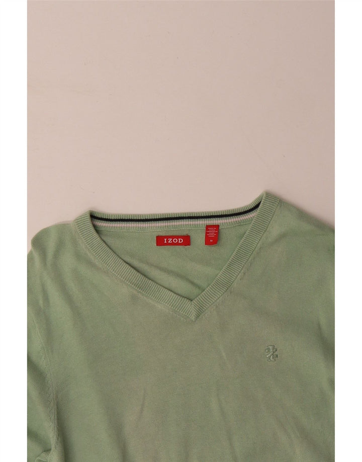IZOD Jersey con cuello en V para hombre de algodón verde medio