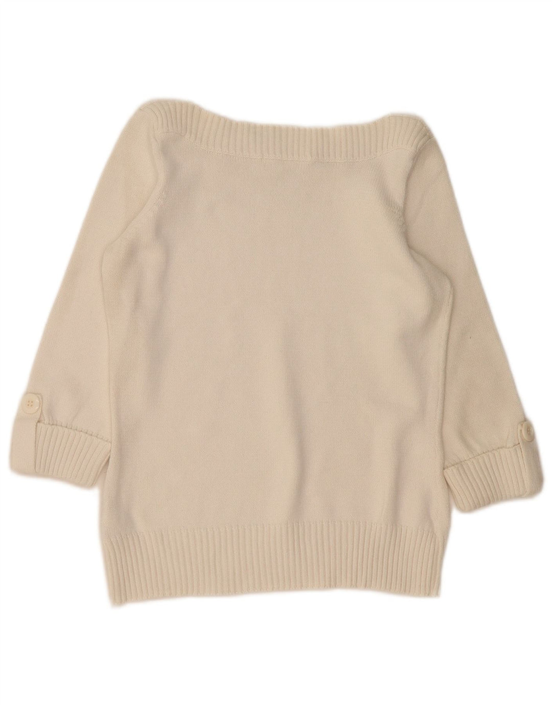 Marks & Spencer Suéter tipo jersey con cuello barco para mujer UK 12 Medium Off White