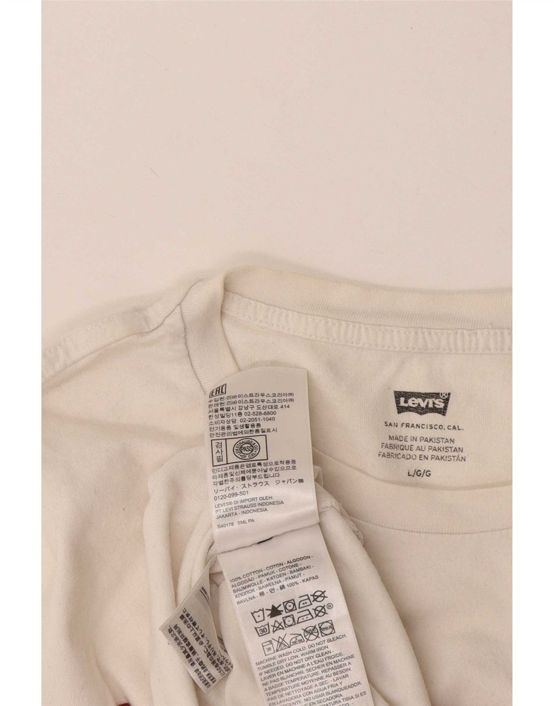 Levi's Camiseta gráfica para hombre Top grande de algodón blanco