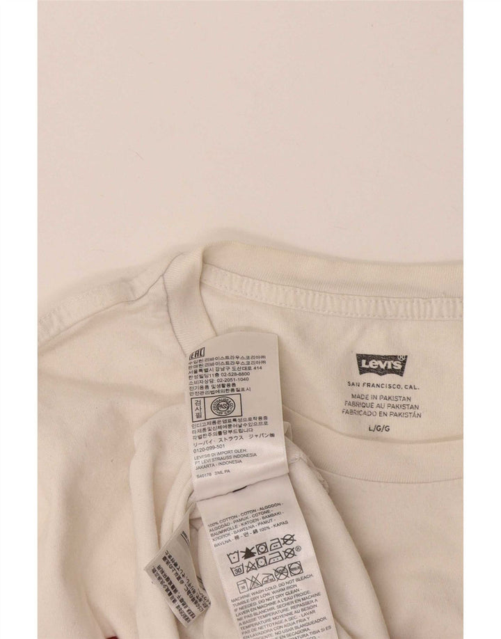 Levi's Camiseta gráfica para hombre Top grande de algodón blanco