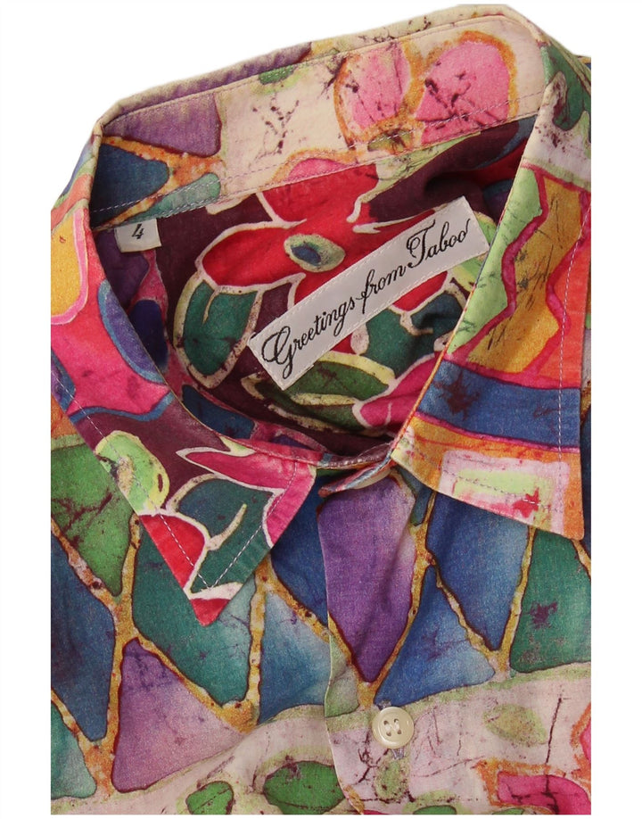 VINTAGE camisa de manga corta para hombre grande multicolor geométrico