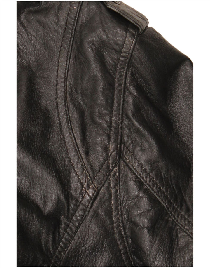 Chaqueta de cuero vintage para hombre Reino Unido 42 XL cuero negro