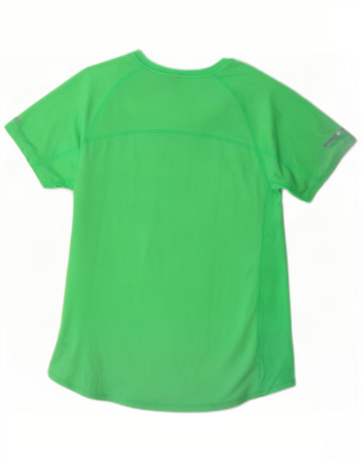 Nike Mujer Dri Fit Camiseta Top UK 12 Medio Verde Poliéster