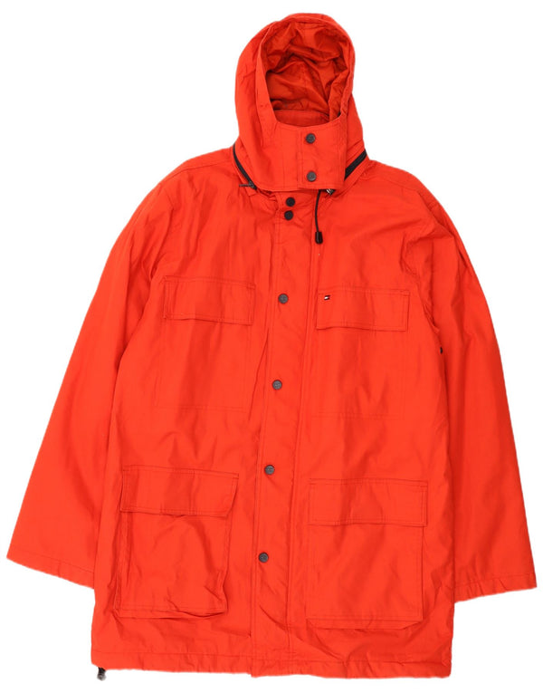 Tommy Hilfiger Abrigo cortavientos con capucha para hombre UK 40 Large Red Cotton