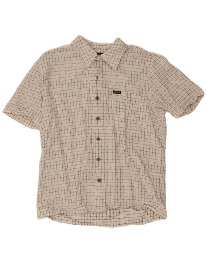 Wrangler Camisa De Manga Corta Regular Fit Para Hombre Algodón A Cuadros Blanco Mediano