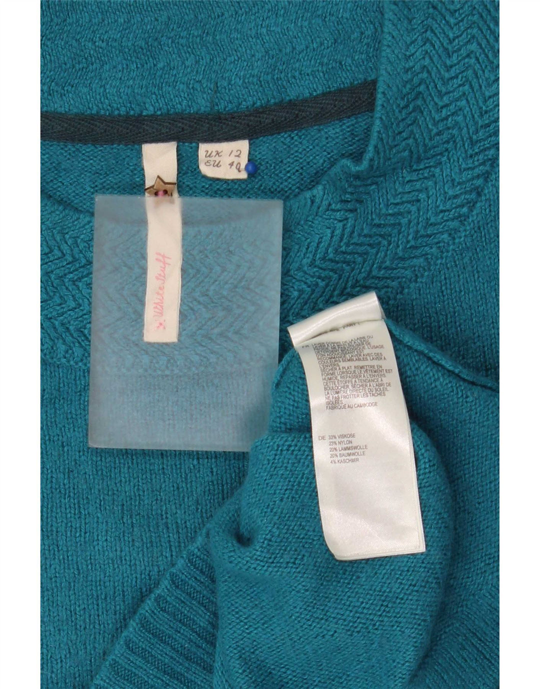 White Stuff - Jersey de cuello redondo para mujer, talla 40, viscosa azul medio