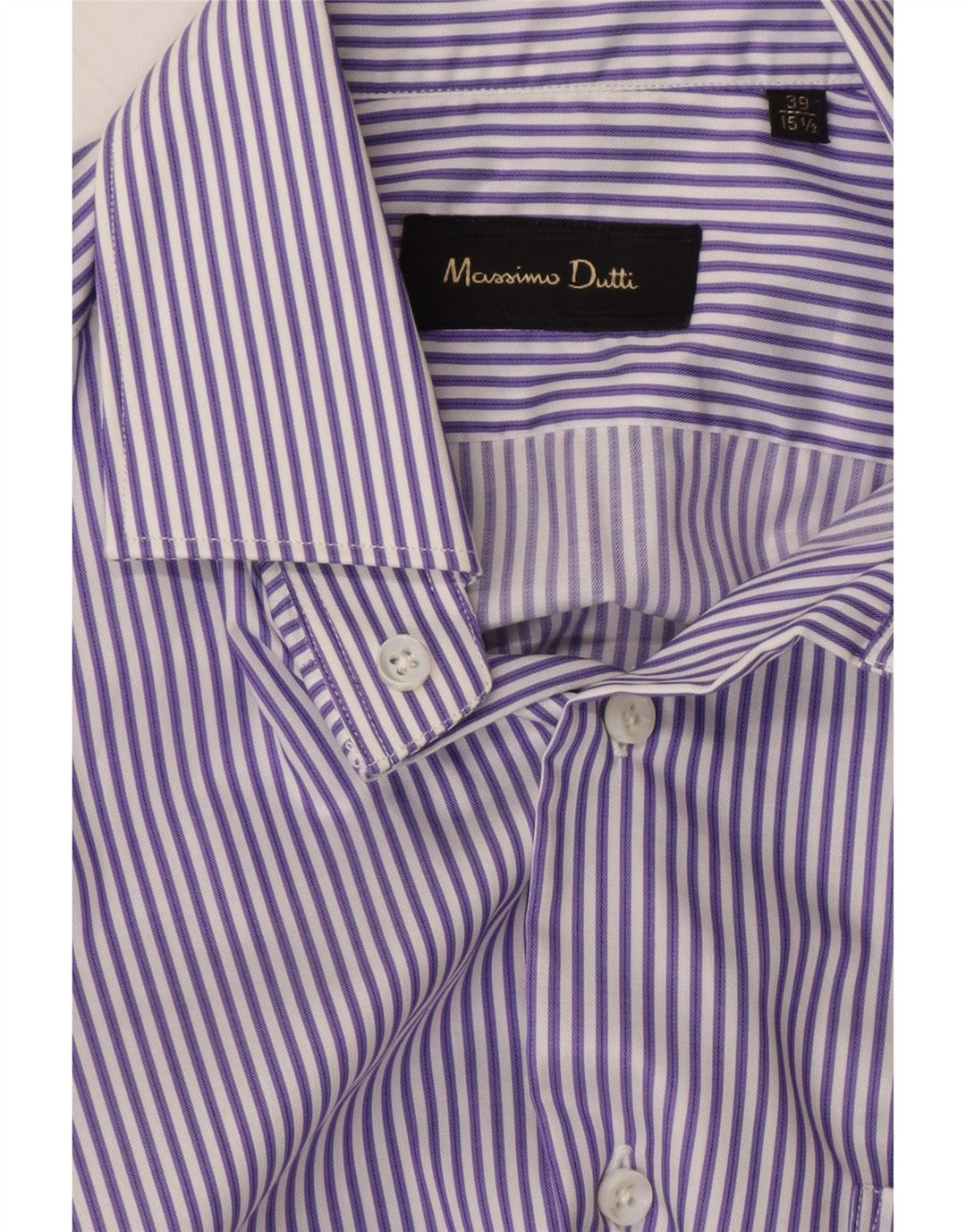 MASSIMO DUTTI Mens Shirt Size 39 15 1/2 Medium Purple Striped Cotton Vintage Massimo Dutti and Second-Hand Massimo Dutti from Messina Hembry 