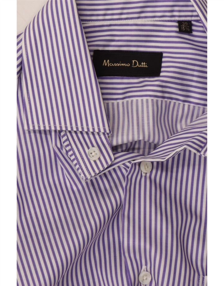 MASSIMO DUTTI Mens Shirt Size 39 15 1/2 Medium Purple Striped Cotton Vintage Massimo Dutti and Second-Hand Massimo Dutti from Messina Hembry 