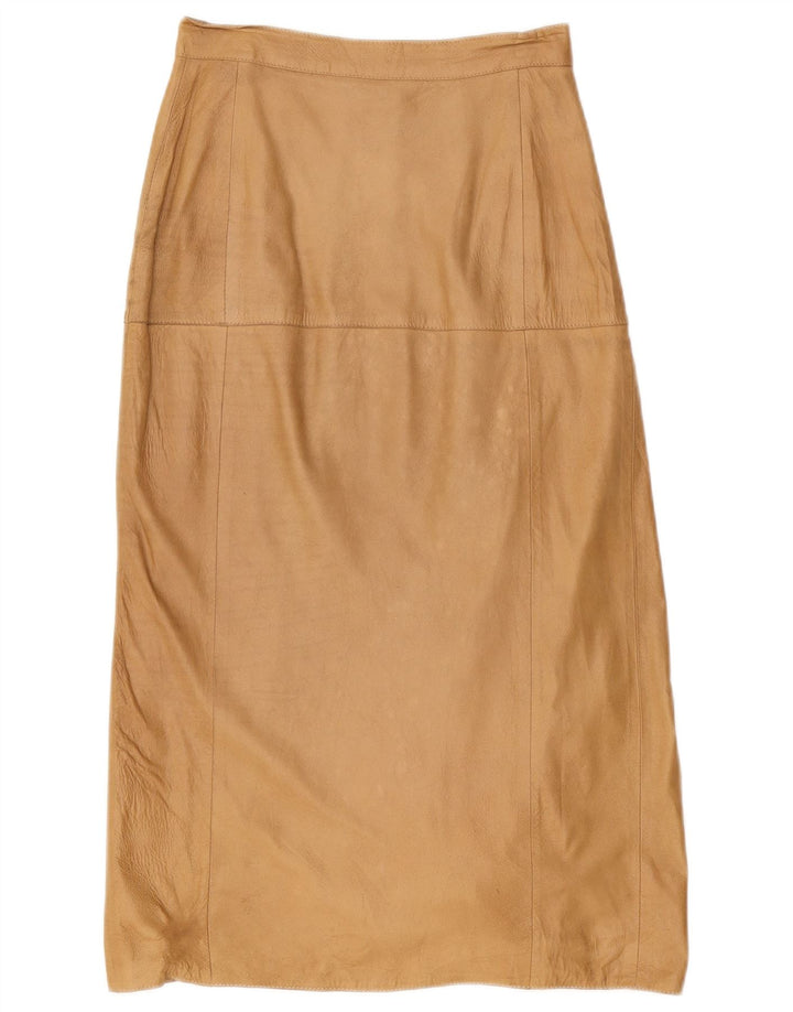 VINTAGE Falda de cuero de cintura alta para mujer IT 42 Medio W26 Marrón