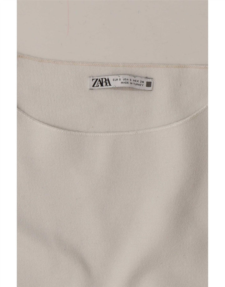 Zara Mujer Crop Batwing Blusa Top UK 8 Small Blanco
