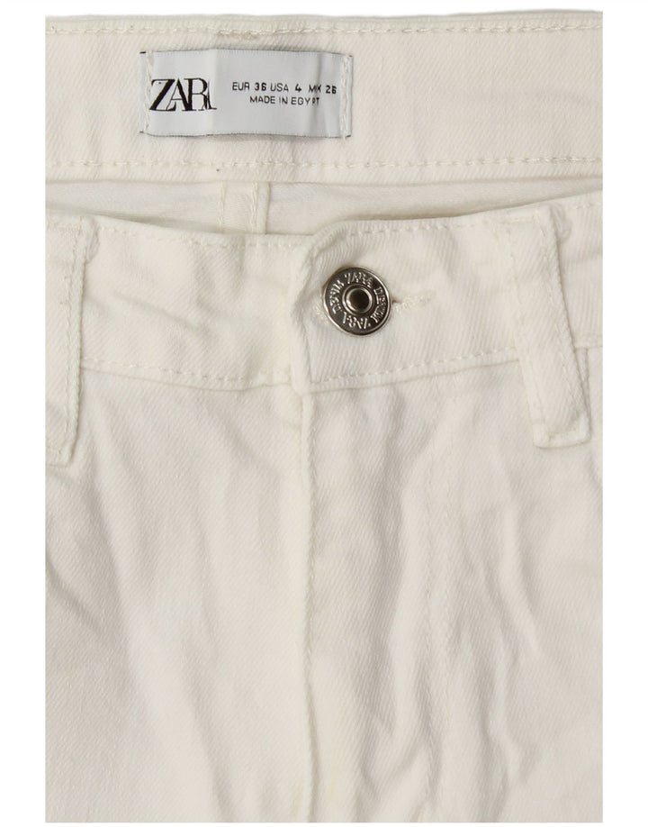 ZARA Mujer Vaqueros Rectos EU 36 XS W26 L26 Blanco