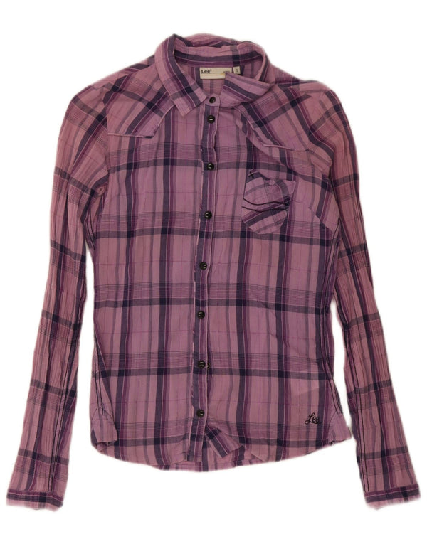Camisa Lee para mujer UK 10 Small Purple Plaid Cotton