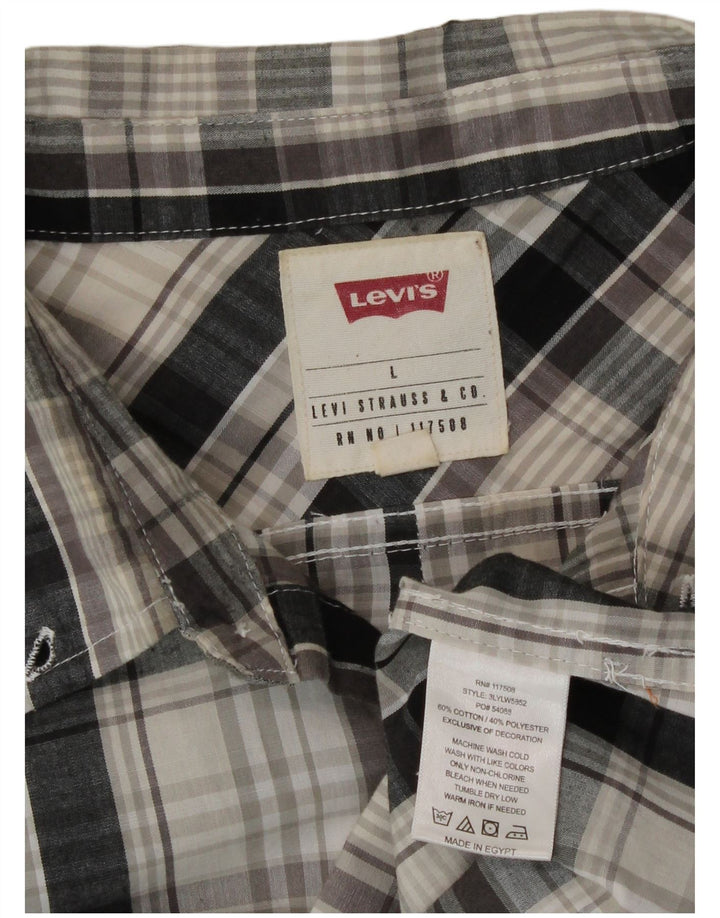 Camisa Levi's para hombre de algodón a cuadros grises grandes