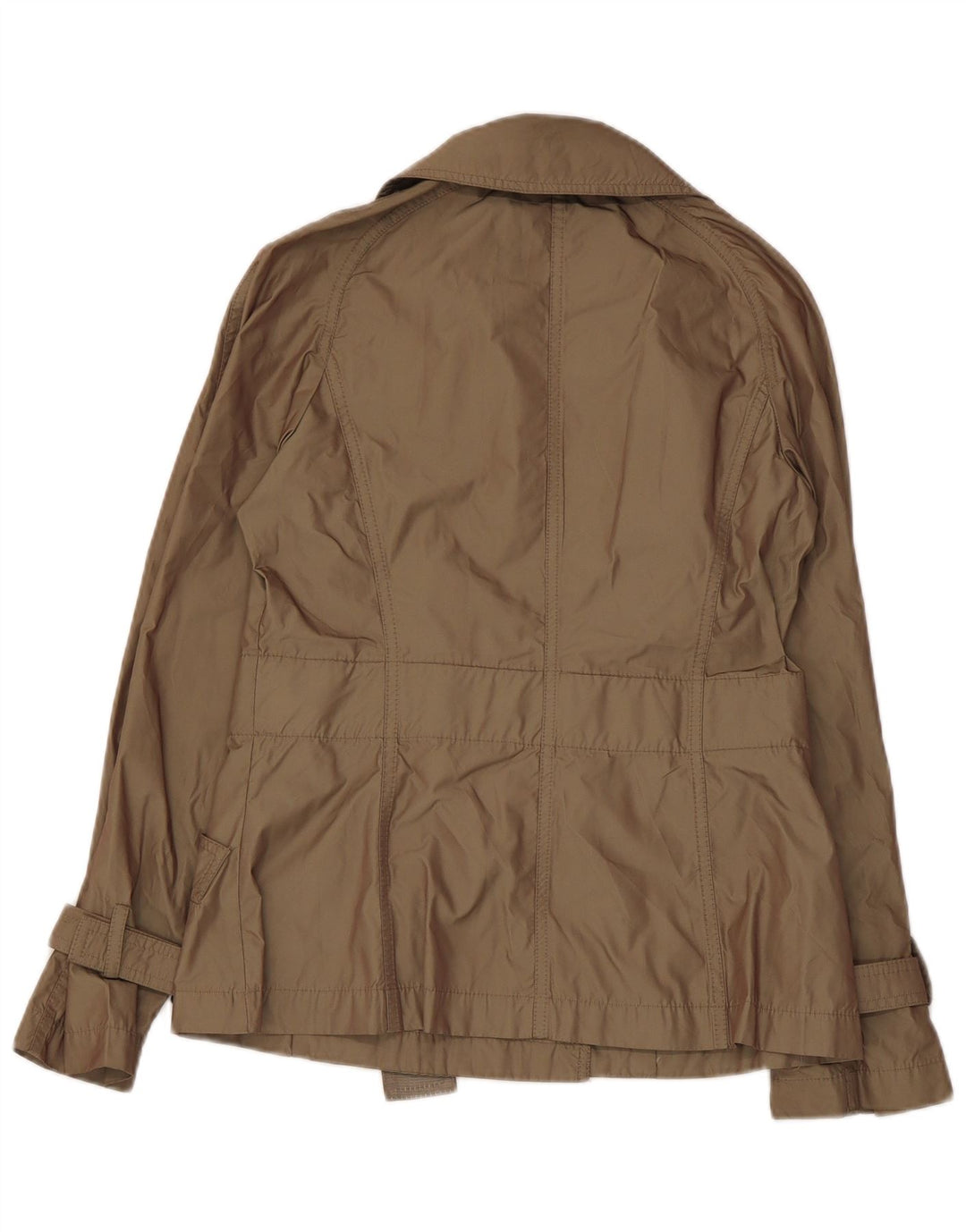 Zara Mujer Gabardina Corta UK 10 Small Caqui Poliéster