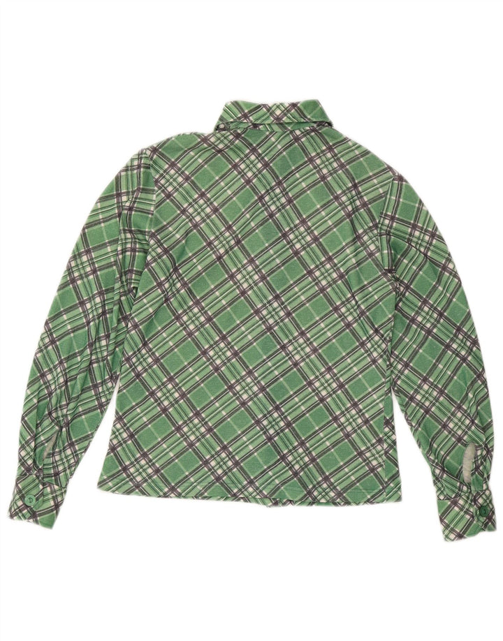 Vintage camisa de mujer Reino Unido 12 cheque verde medio