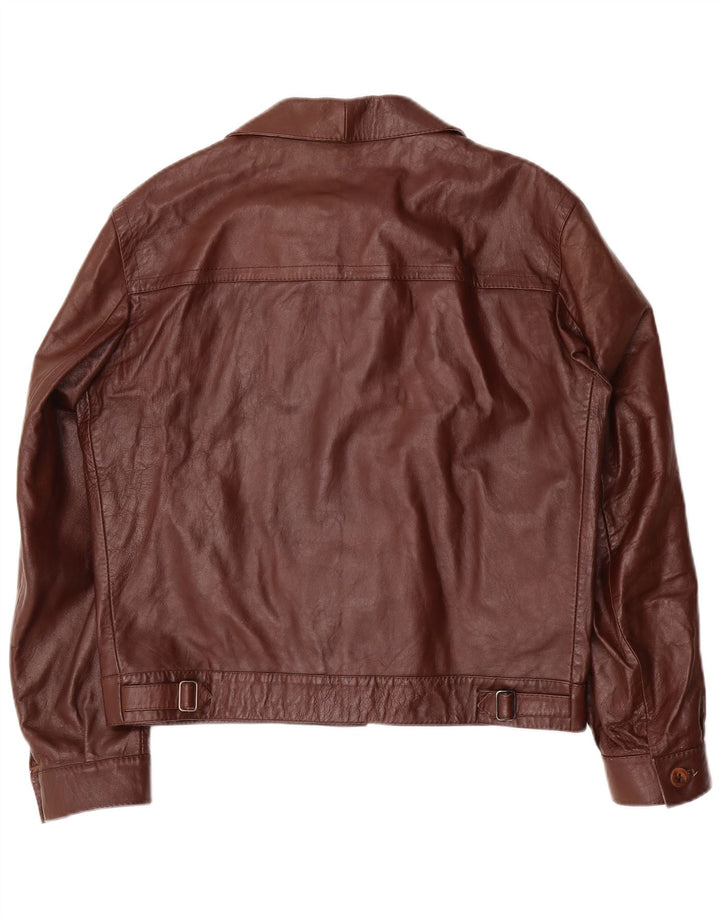 VINTAGE Chaqueta de cuero para hombre Reino Unido 38 Marrón medio