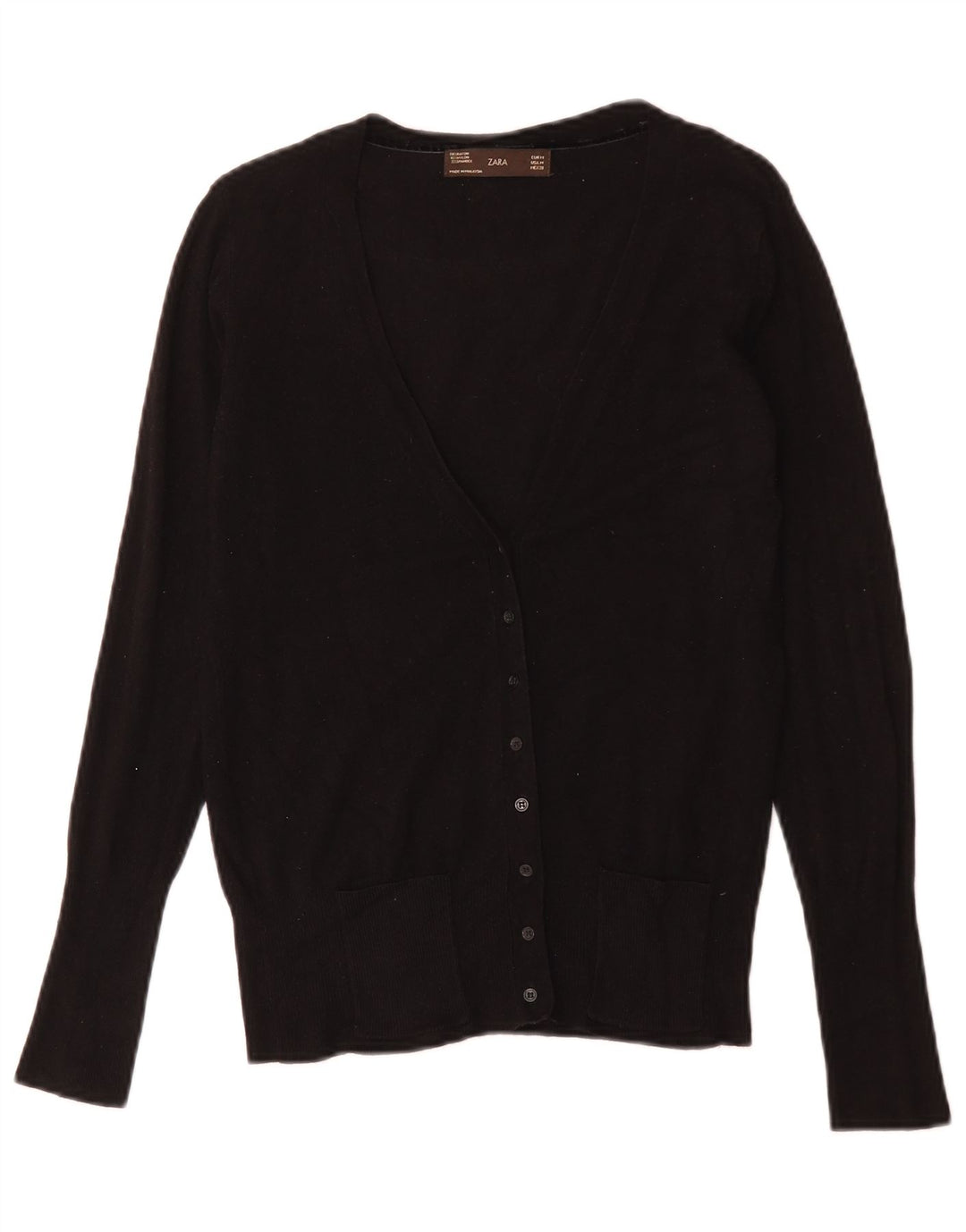 Zara Mujer Cárdigan Suéter UK 12 Mediano Negro